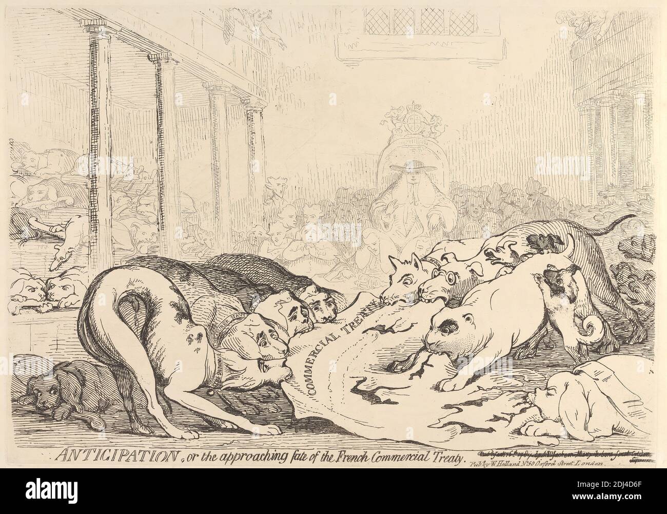 Anticipation, ou le sort imminent du traité commercial français, James Gillray, 1757–1815, British, 1787, Etching Banque D'Images