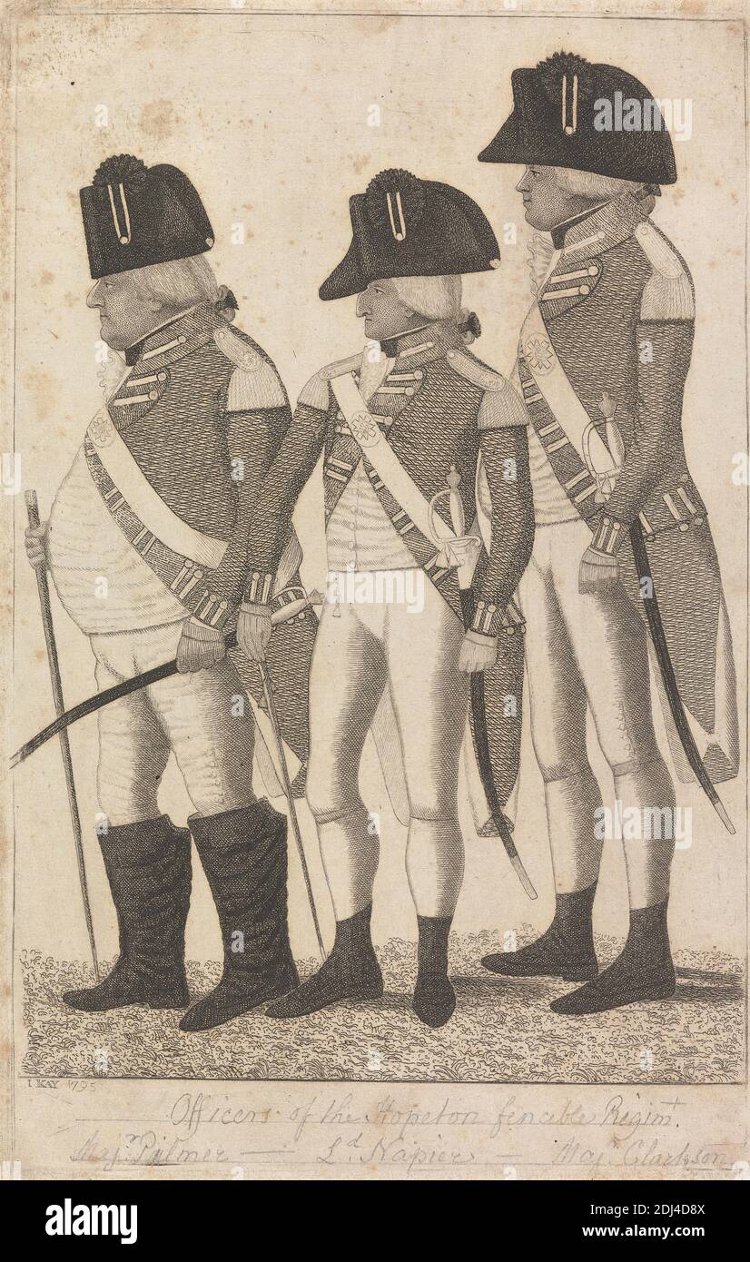 Officiers du fincible Hopeton Regimt't, John Kay, 1742–1826, British, 1795, Etching Banque D'Images