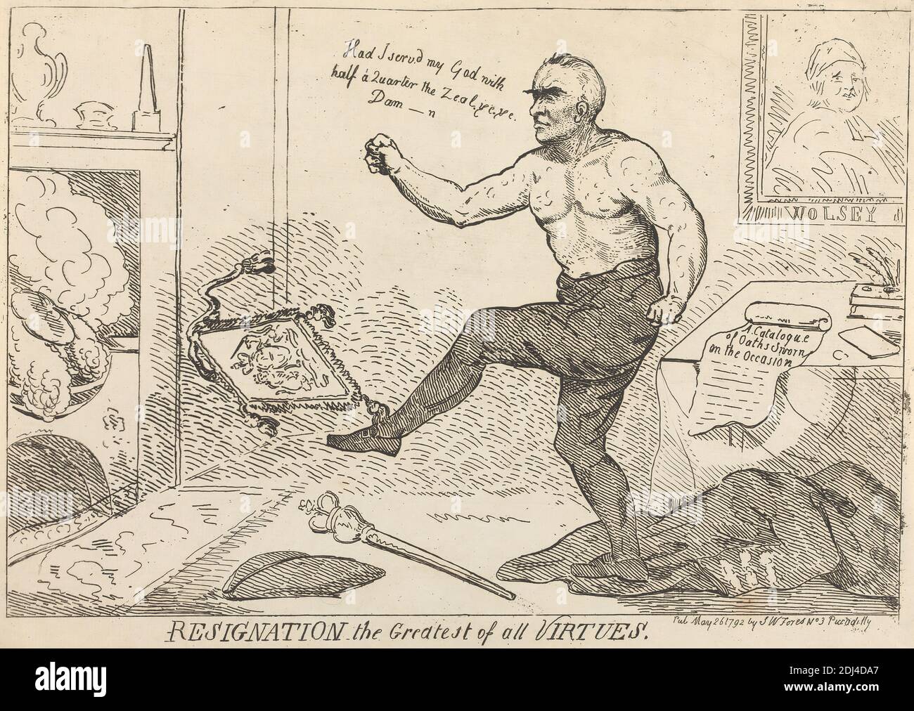 Démission la plus grande de toutes les vertus, Isaac Cruikshank, 1756–1810, British, 1792, Etching Banque D'Images
