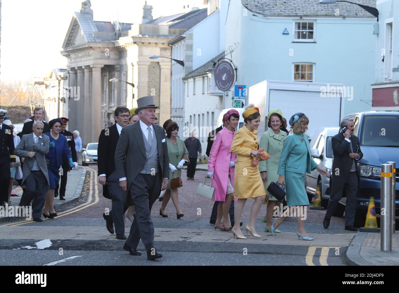 Netflix Drama la Couronne filmant l'investiture du Prince Charles aux châteaux de Caernarfon, pays de Galles du Nord crédit: Mike Clarke/ Alamy stock photos Banque D'Images