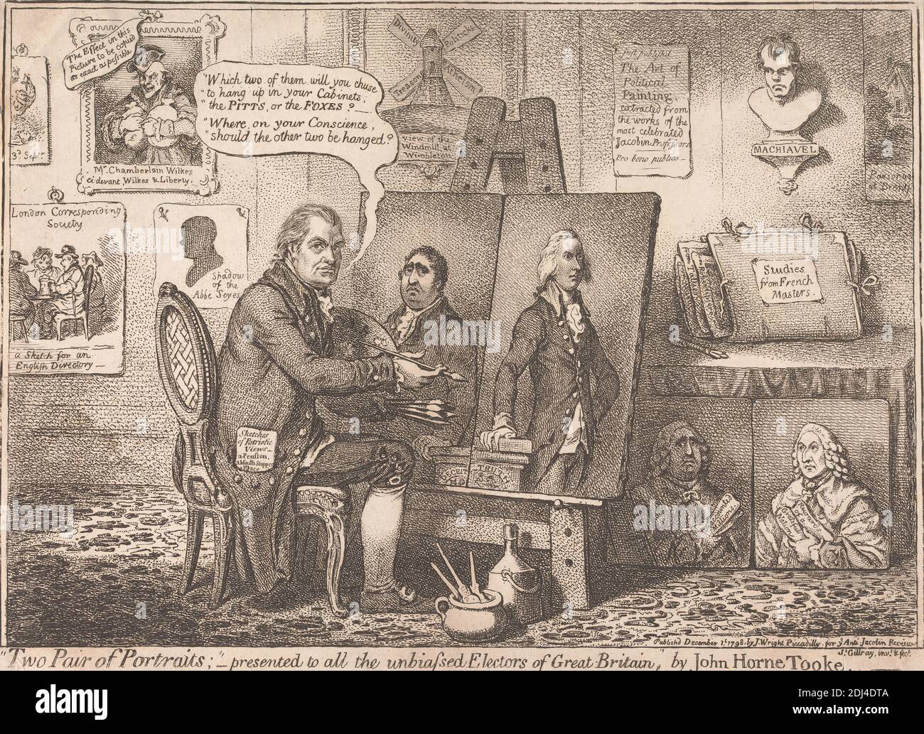 Deux paires de Portraits;' présenté à tous les électeurs impartiaux de la Grande-Bretagne, James Gillray, 1757–1815, British, 1798, Etching Banque D'Images