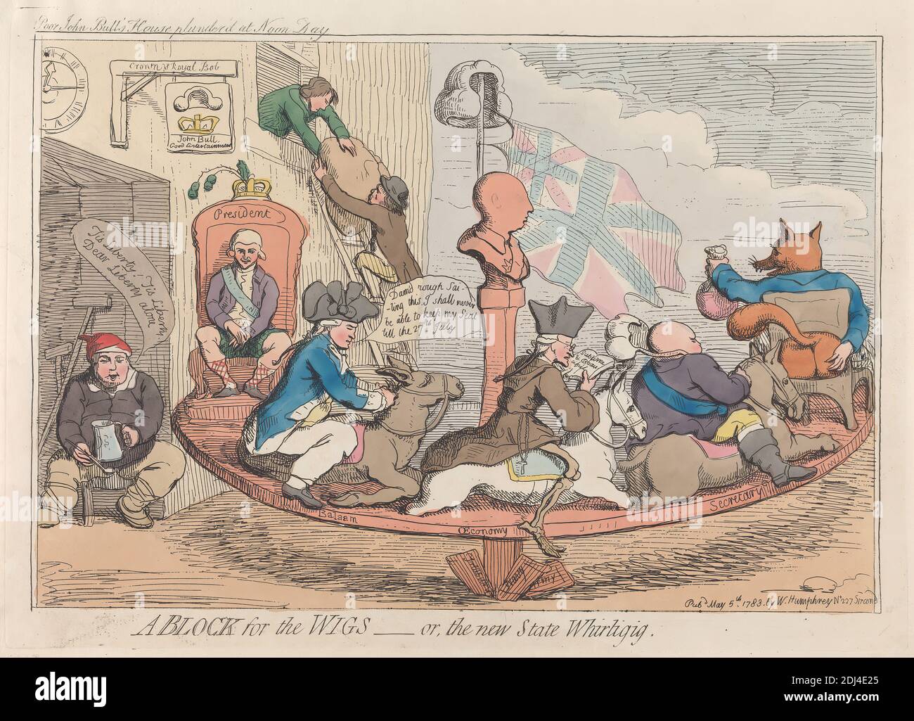 A Block for the Whigs - or, The New State Whirligig (Poor John Bulls House pillé à Noon Day), James Gillray, 1757–1815, British, 1783, Etching Banque D'Images