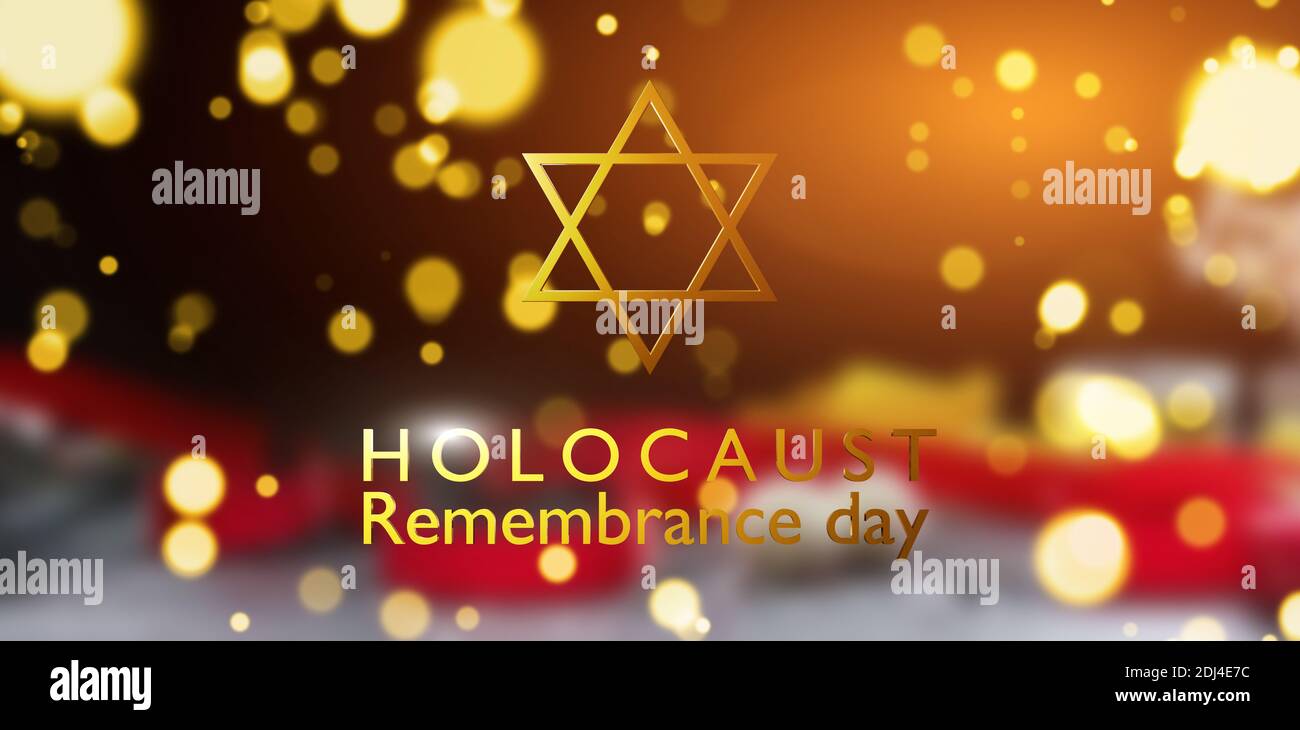 Journée internationale du souvenir de l'holocauste, star de david sur fond sombre Banque D'Images