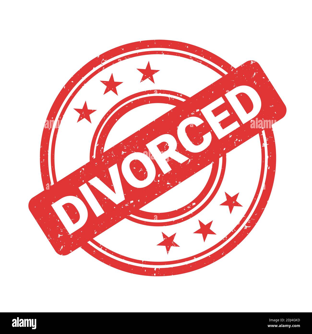 L'accord de divorce est tampalisé après le procès pour la résiliation officielle et légale du mariage. Illustration vectorielle Banque D'Images