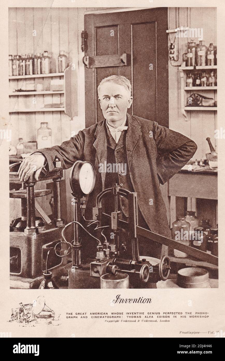 Thomas Alva Edison dans son atelier Banque D'Images