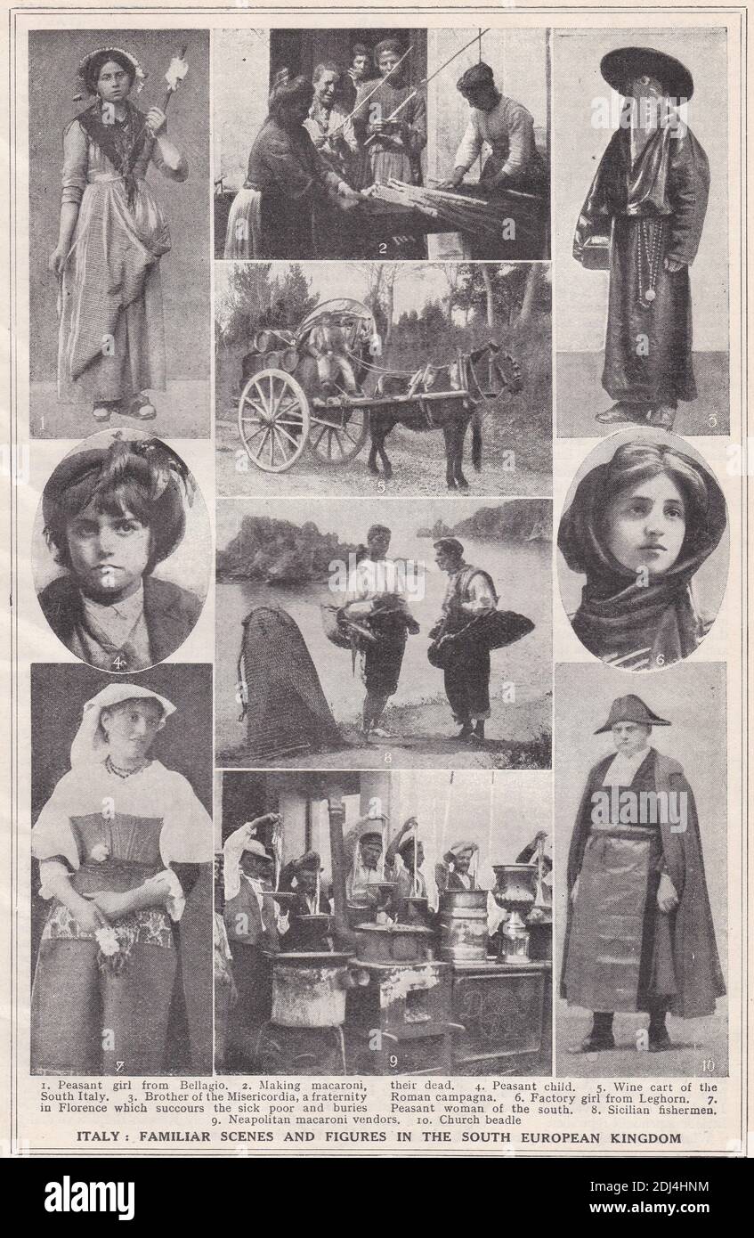 Photos d'époque de l'Italie : scènes et figures familières dans le Royaume d'Europe du Sud des années 1900. Banque D'Images