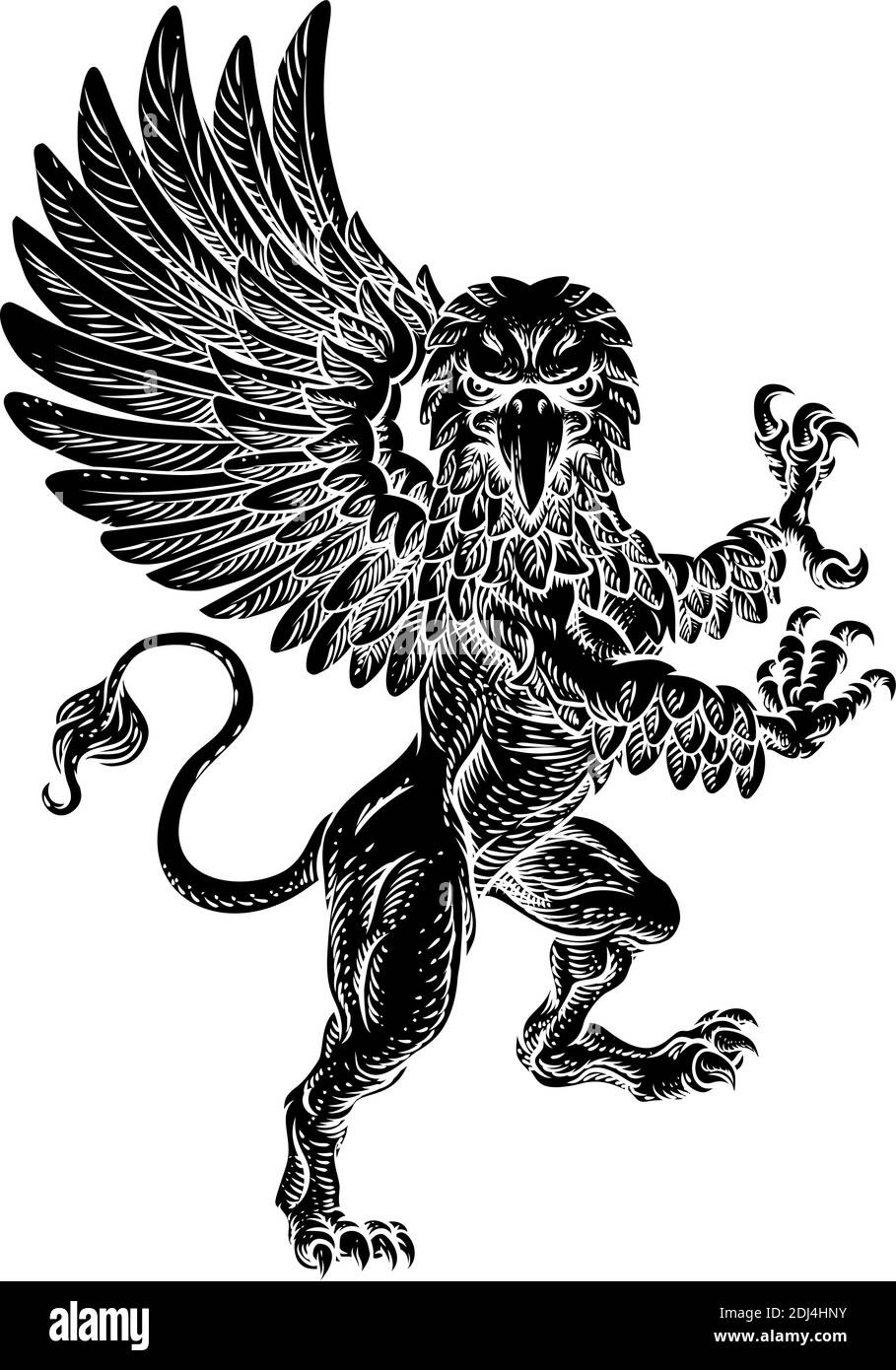 Griffin endémique Gryphon Coat of Arms Crest Mascot Illustration de Vecteur