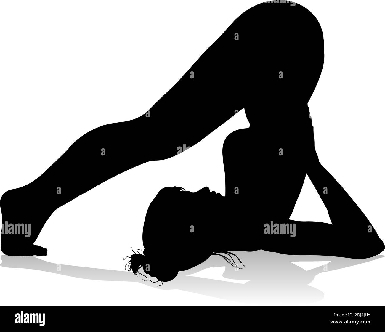 Pilates Silhouette de femme Yoga Pose Illustration de Vecteur