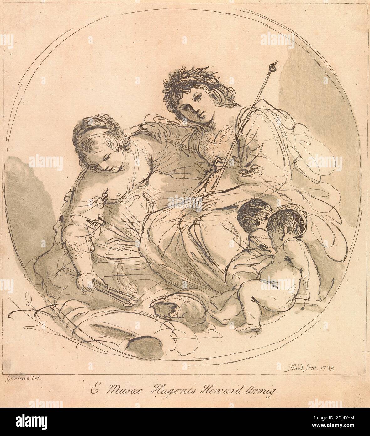 Sans titre : Vierge Marie avec ange et enfant, Arthur Pond, ca. 1705–1758, britannique, d'après Giovanni Guercino, 1591–1666, italien, 1740, feuille : 8 3/8 x 7 1/2in. (21.3 x 19,1 cm Banque D'Images
