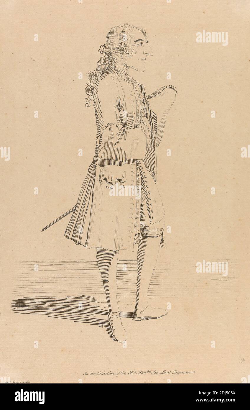 Sans titre : profil de l'homme, Arthur Pond, ca. 1705–1758, britannique, après Pier Leone Ghezzi, 1674–1755, italien, 1740, feuille : 14 3/8 x 9 3/8in. (36.5 x 23,8 cm Banque D'Images