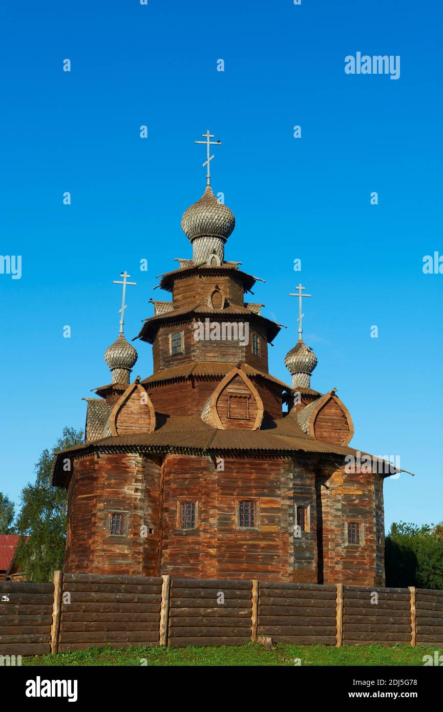 Russie, Rossiya, Vladimir Oblast, bague d'or, Suzdal, patrimoine mondial de l'UNESCO, musée de l'architecture en bois, église du 19 siècle Banque D'Images