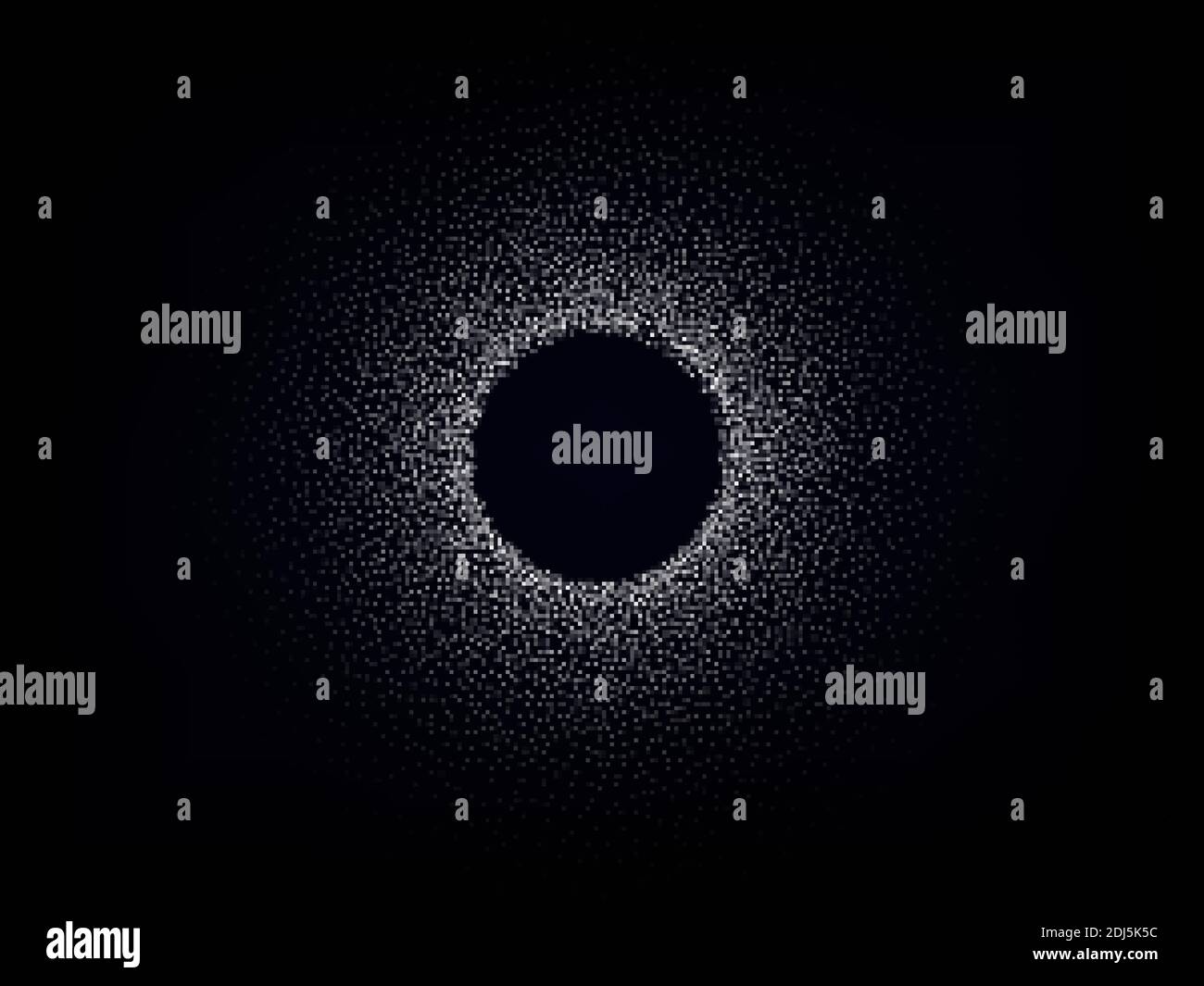 Cercle blanc de points l'élément d'abstractElement dispersé des particules blanches sur un Vecteur d'arrière-plan noir Illustration de Vecteur