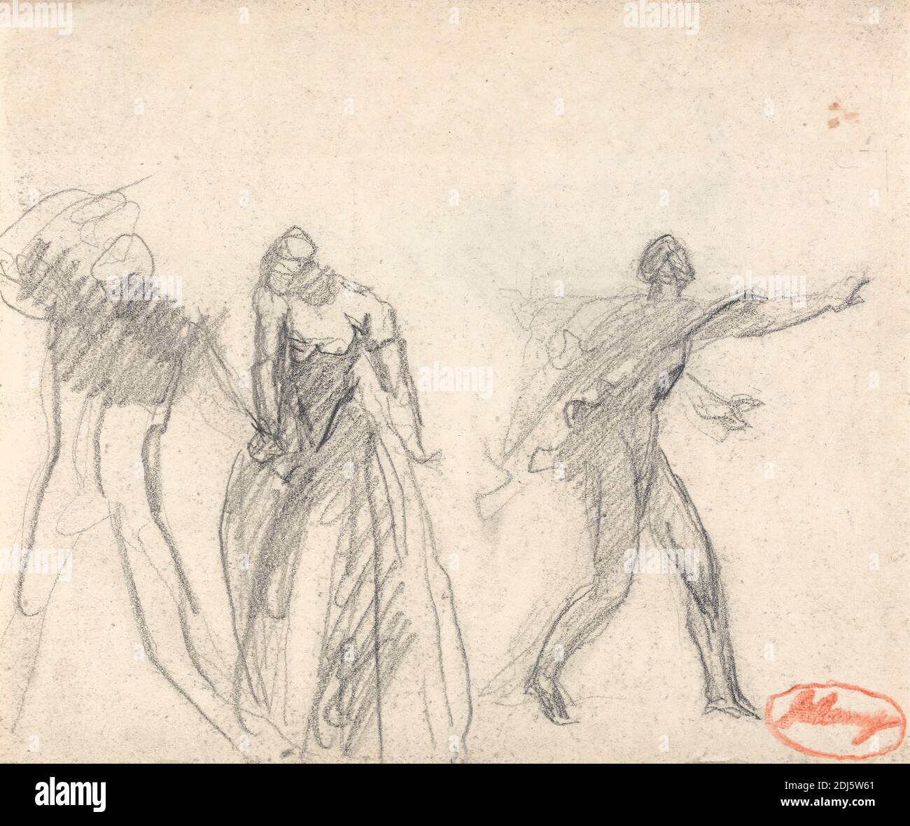 Macbeth: Banquet Scene, George Romney, 1734–1802, britannique, non daté, Graphite sur moyen, légèrement texturé, papier de la feuille de crème, feuille: 5 5/8 x 6 3/4 pouces (14.3 x 17.1 cm), banquet, thème littéraire, Macbeth, pièce de William Shakespeare, pièces de William Shakespeare Banque D'Images