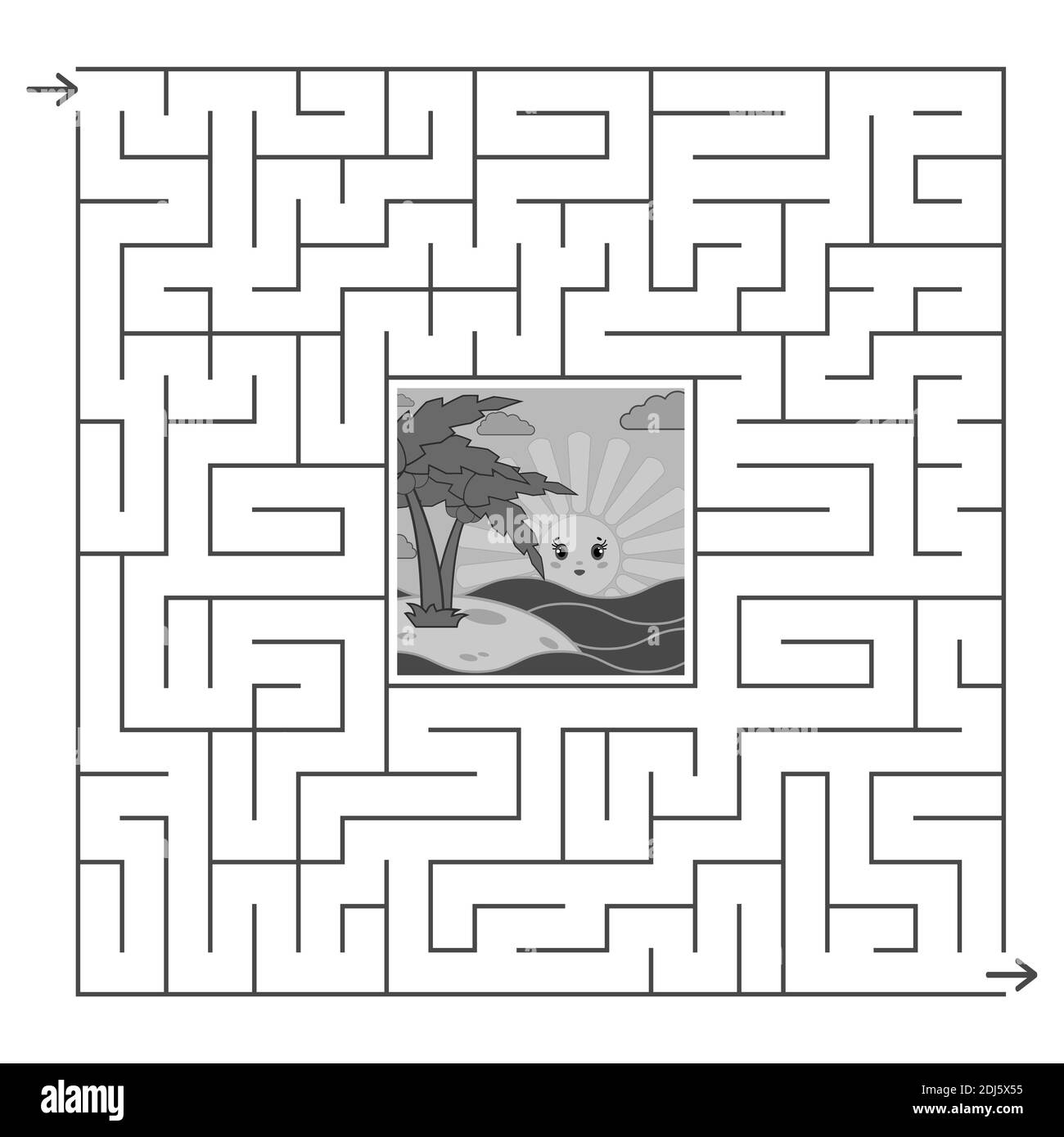 Abstract square labyrinthe isolés. Couleur noir sur fond blanc. Un jeu intéressant et utile pour les enfants et les adultes. Télévision simple vector illu Illustration de Vecteur