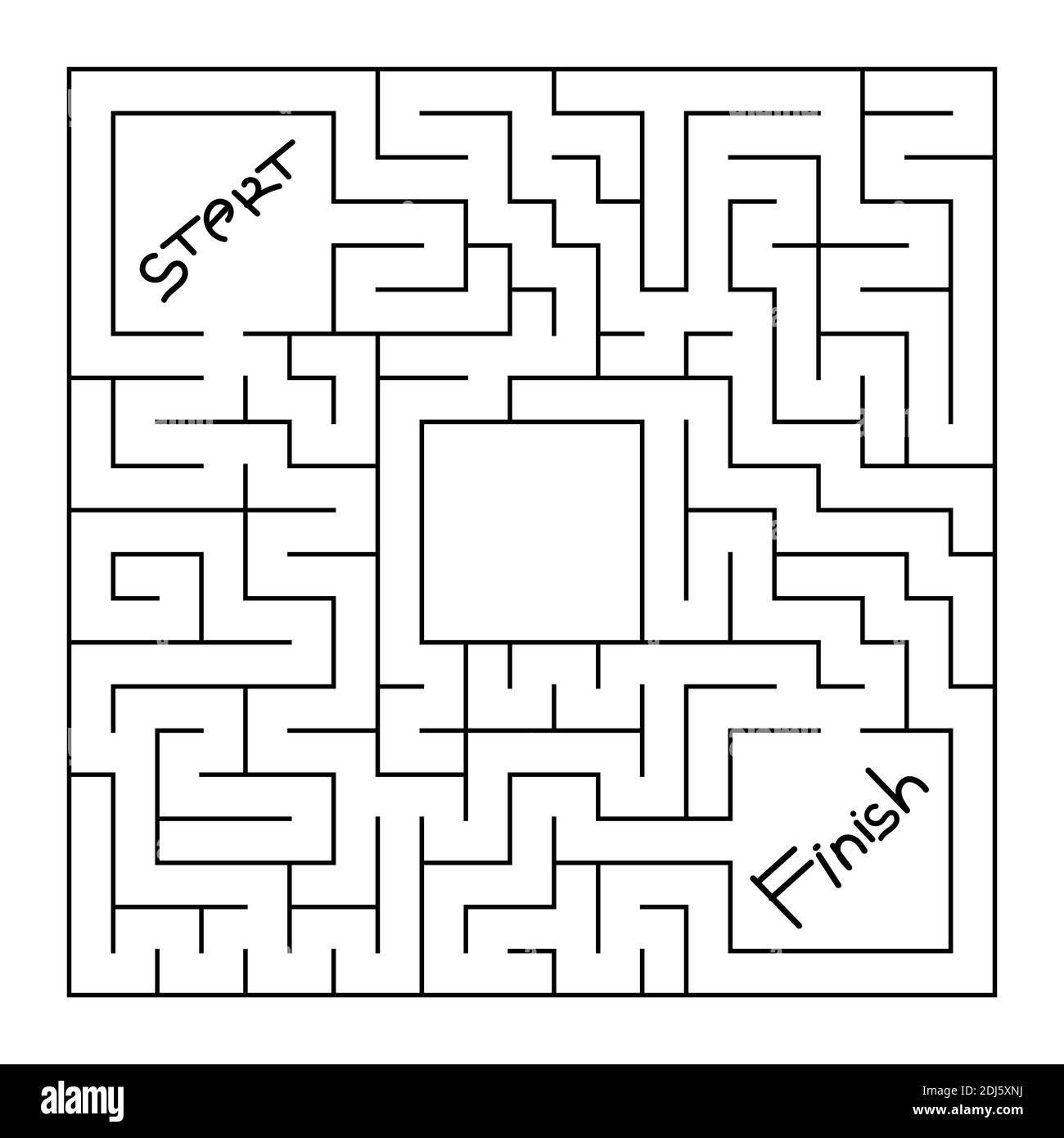 Abstract square labyrinthe isolés. Couleur noir sur fond blanc. Un jeu intéressant et utile pour les enfants et les adultes. Télévision simple vector illu Illustration de Vecteur