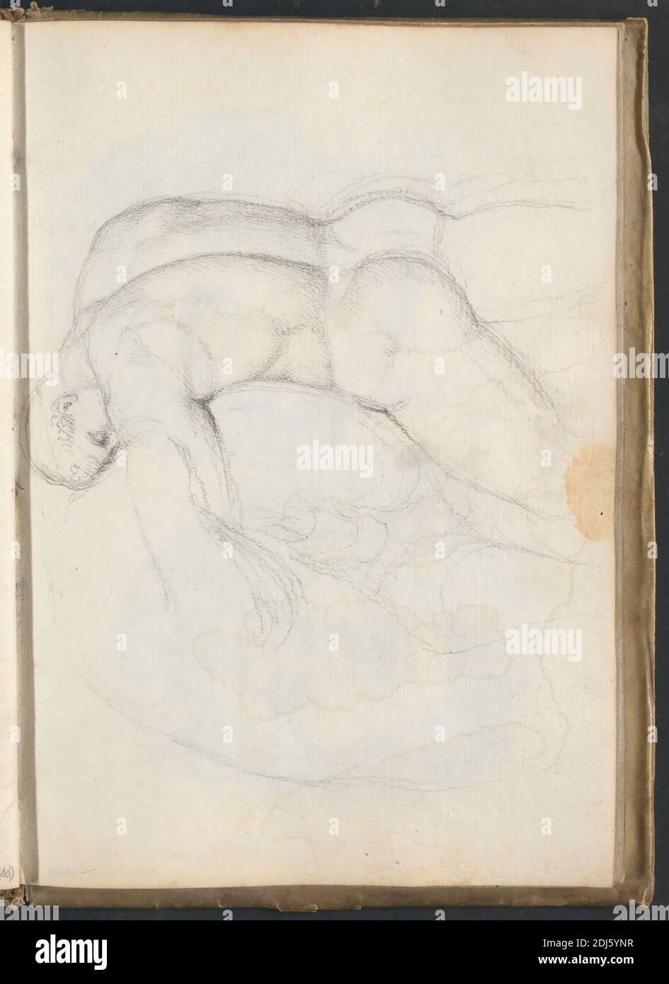 Hercules combattant le Lion, sarcophage romain relief sur la façade du jardin, Villa Medici, Rome, John Flaxman, 1755–1826, British, 1787, Graphite sur papier moyen, légèrement texturé, crème, attaché en vélin, feuille: 8 5/8 x 6 pouces (21.9 x 15.2 cm) et colonne vertébrale: 9 pouces (22.9 cm) Banque D'Images