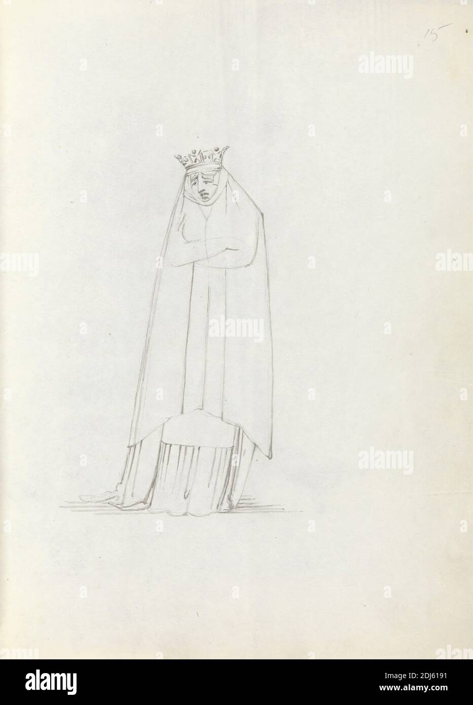 Mme Siddons frontale corps entier, tête vers le bas, bras repliés, John Flaxman, 1755–1826, Britannique, 1783, stylo, encre et lavage, feuille: 10 1/2 x 7 3/8in. (26.7 x 18,7 cm Banque D'Images