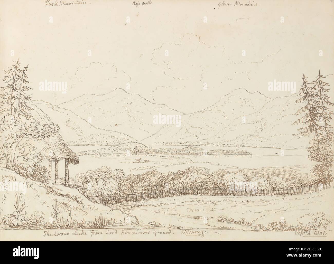 Le Lac Inferieur Du Sol De Lord Kenmare Killarney 4 Septembre 1841 Capt Thomas Hastings 1778 1854 British 1841 Graphite Et Stylo Et Encre Brune Sur Papier Velin Moyen Legerement Texture Creme Feuille