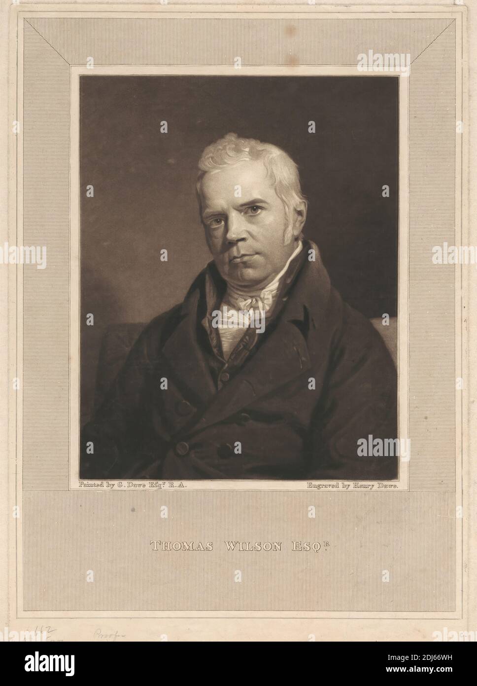 Thomas Wilson Esquire, imprimé réalisé par Henry Dawe, 1790–1848, britannique, d'après George Dawe, 1781–1829, britannique, non daté, Mezzotint et gravure de ligne sur papier à la crème, légèrement texturé, moyen Banque D'Images