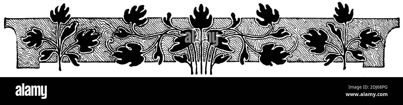 Décoration abstraite, séparateur de chapitre dans un livre. Illustration du 19e siècle. Allemagne. Arrière-plan blanc. Banque D'Images
