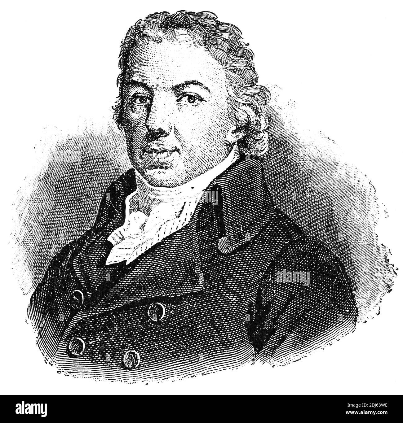 Portrait d'Edward Jenner - un médecin et scientifique anglais. Illustration du 19e siècle. Allemagne. Arrière-plan blanc. Banque D'Images