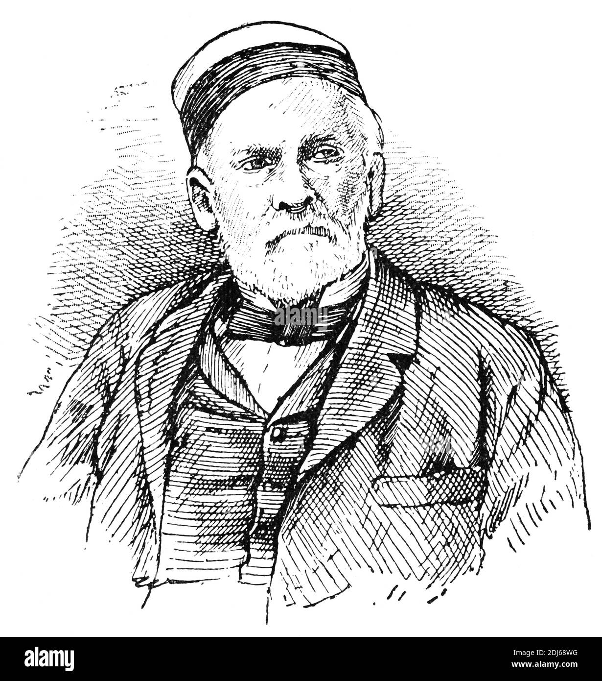 Portrait de Louis Pasteur - biologiste, microbiologiste et chimiste français. Illustration du 19e siècle. Allemagne. Arrière-plan blanc. Banque D'Images