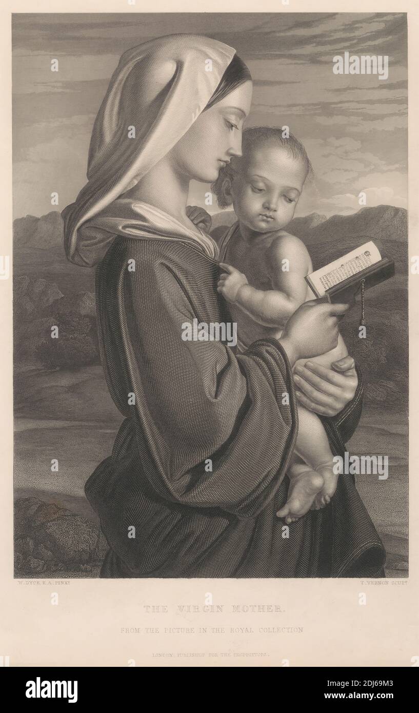 The Virgin Mother, d'après William Dyce, 1806–1864, British, publié par Virtue, active 1820s–1908, British, 1854, gravure et gravure en ligne sur papier de vélin crème modérément épais et légèrement texturé Banque D'Images