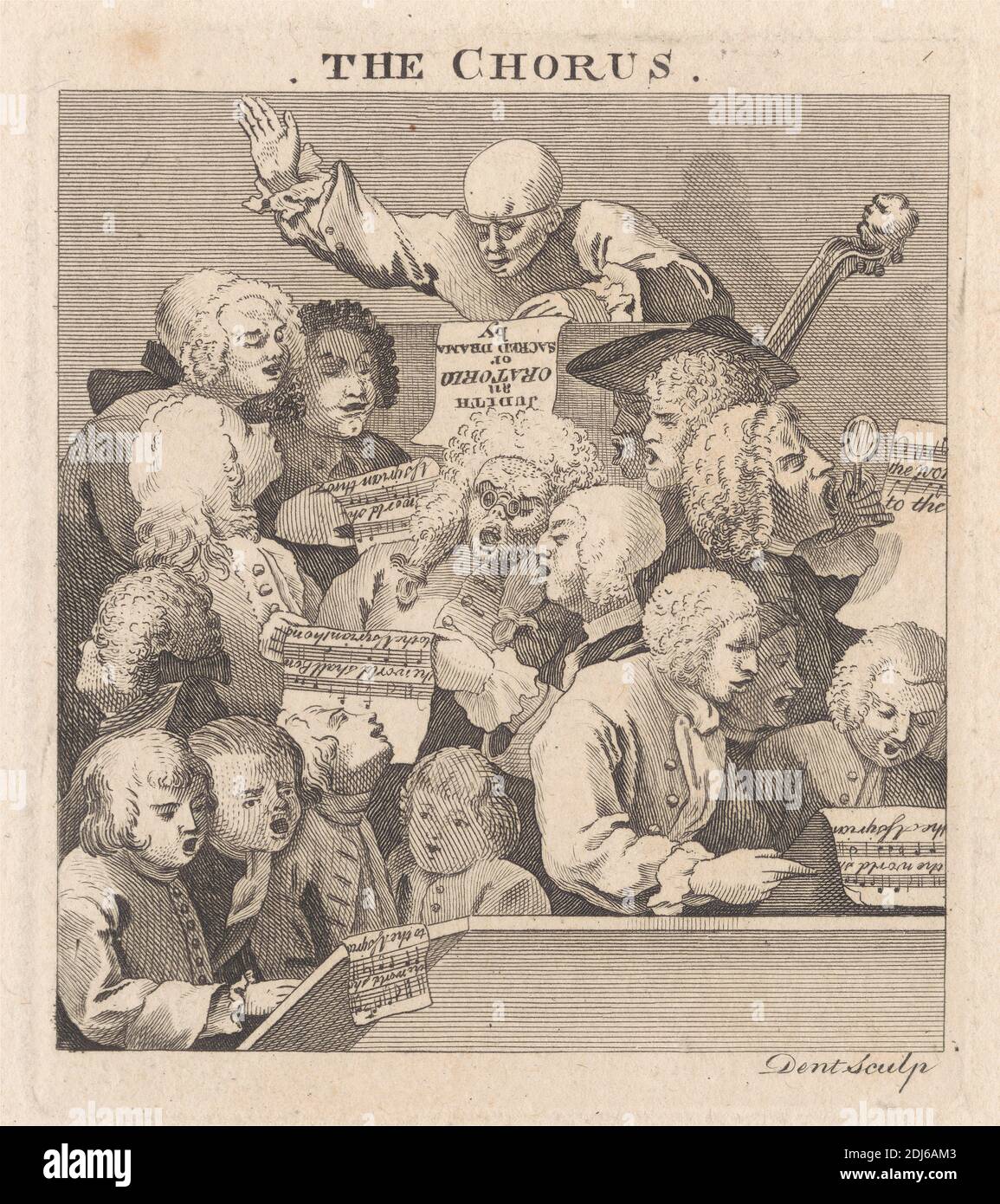 The Chorus, d'après William Hogarth, 1697–1764, British, 1768, Etching et gravure de lignes sur papier à la crème, moyennement texturé Banque D'Images