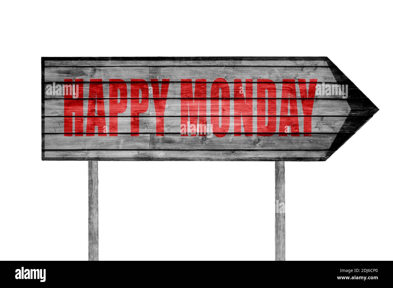Rouge Happy Monday panneau en bois avec une plage sur fond Banque D'Images