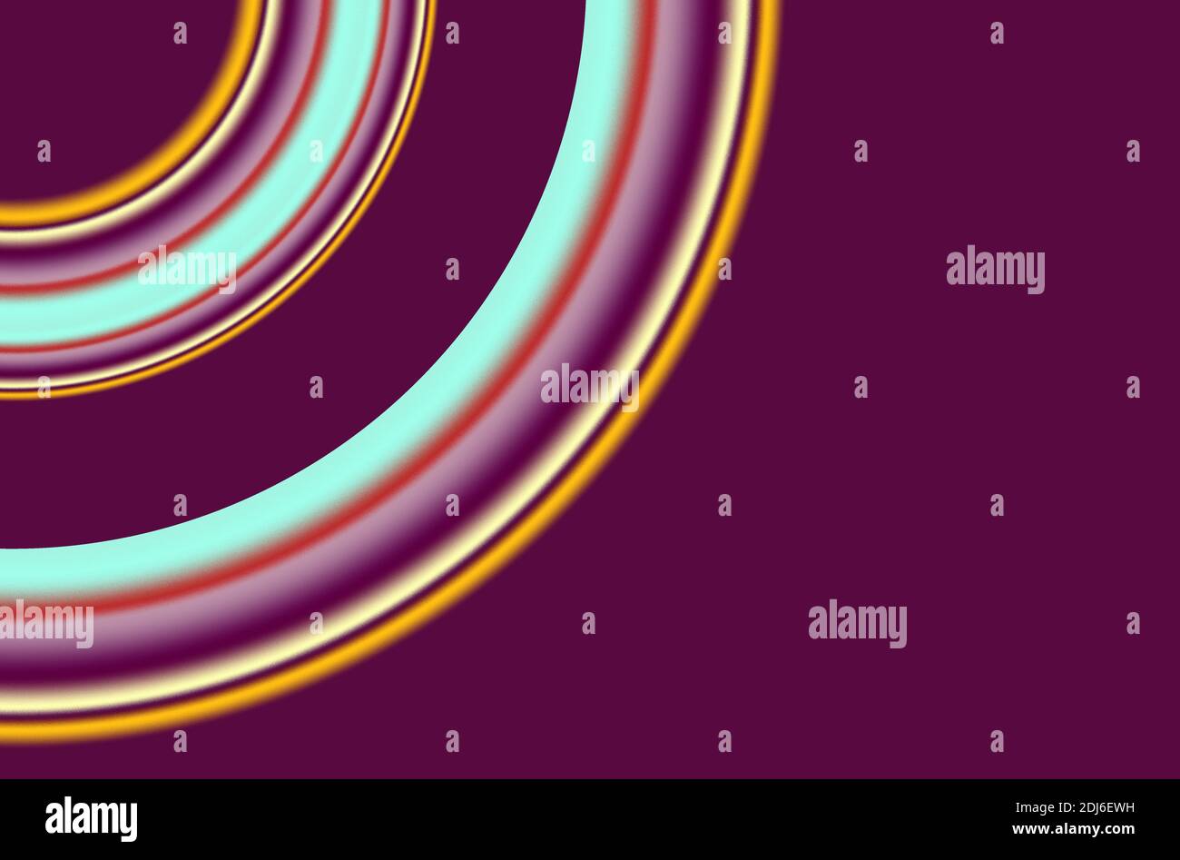 Un arrière-plan abstrait violet foncé avec des parties colorées de deux formes arrondies Banque D'Images