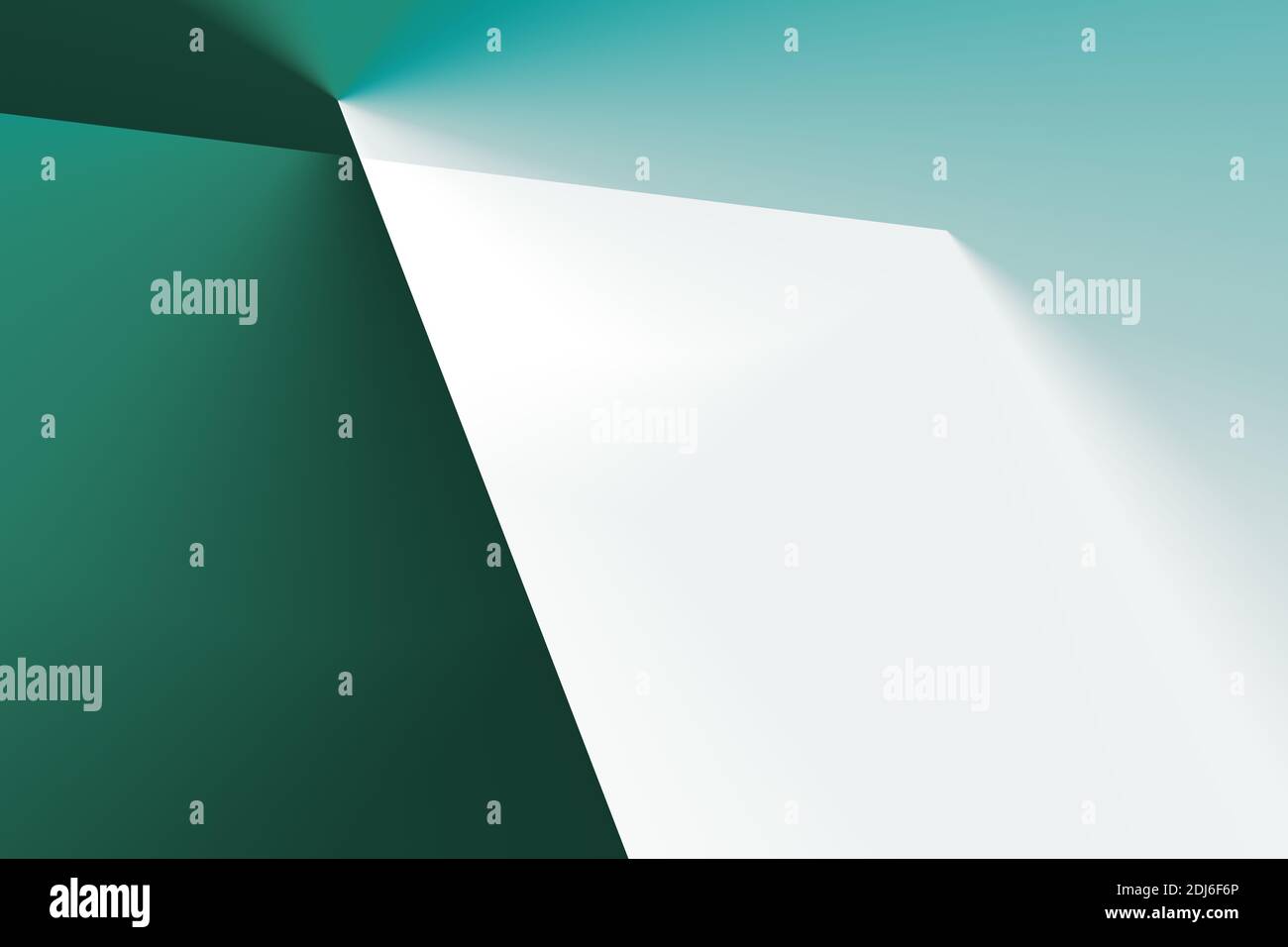 illustration de dégradés de couleur vert foncé, blanc et bleu clair séparés par des lignes Banque D'Images