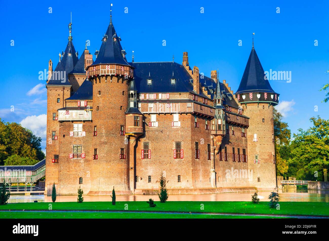 Les plus beaux châteaux médiévaux d'Europe - de Haar en Hollande, ville d'Utrecht, pays-Bas Banque D'Images