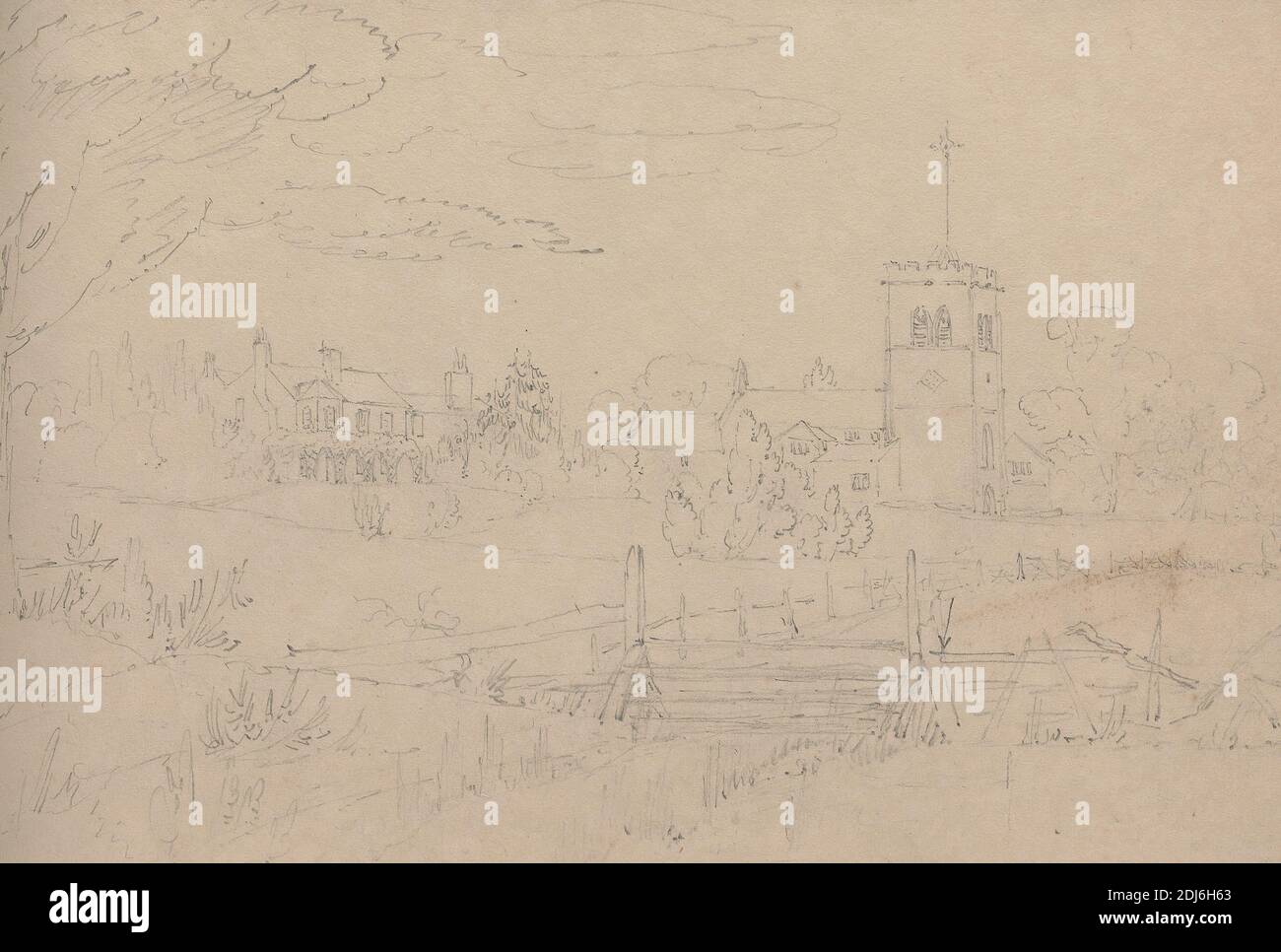 Alderley, 29 juin, Maria Leycester, 1798–1870, 1820, Graphite, lavage brun, aquarelle sur papier vélin crème modérément épais, légèrement texturé, feuille: 6 3/8 × 9 3/8 pouces (16.2 × 23.8 cm) et reliure: 6 1/2 pouces (16.5 cm) Banque D'Images