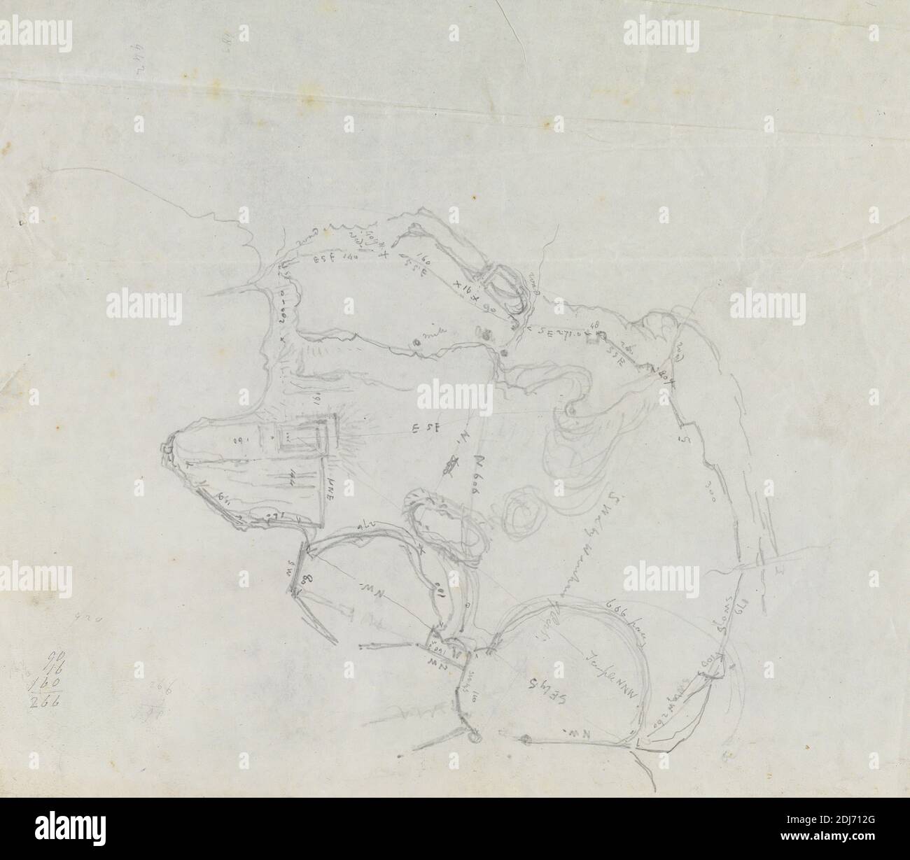 Le Temple d'Aphaia à Aegina: Relevé, Charles Robert Cockerell, 1788–1863, Britannique, non daté, Graphite sur papier de vélin légèrement texturé, fin, blanc, feuille: 10 3/8 × 11 5/8 pouces (26.4 × 29.5 cm), sujet architectural, relevé, temple Banque D'Images