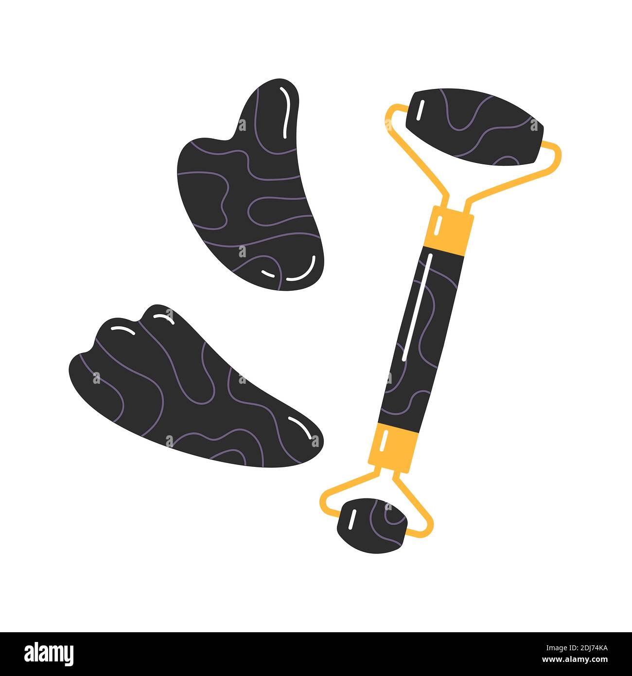 Produits de soin de la peau pour SPA.ensemble de massage gua sha Illustration de Vecteur