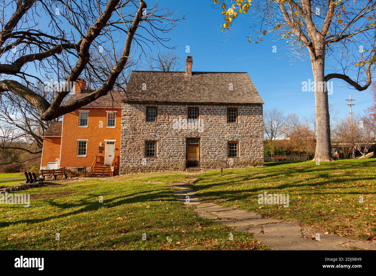 Construit en 1758 à Frederick Maryland, la maison de Schifferstadt (qui sert maintenant de musée architectural) est le plus ancien bâtiment de la ville et fait partie des Banque D'Images