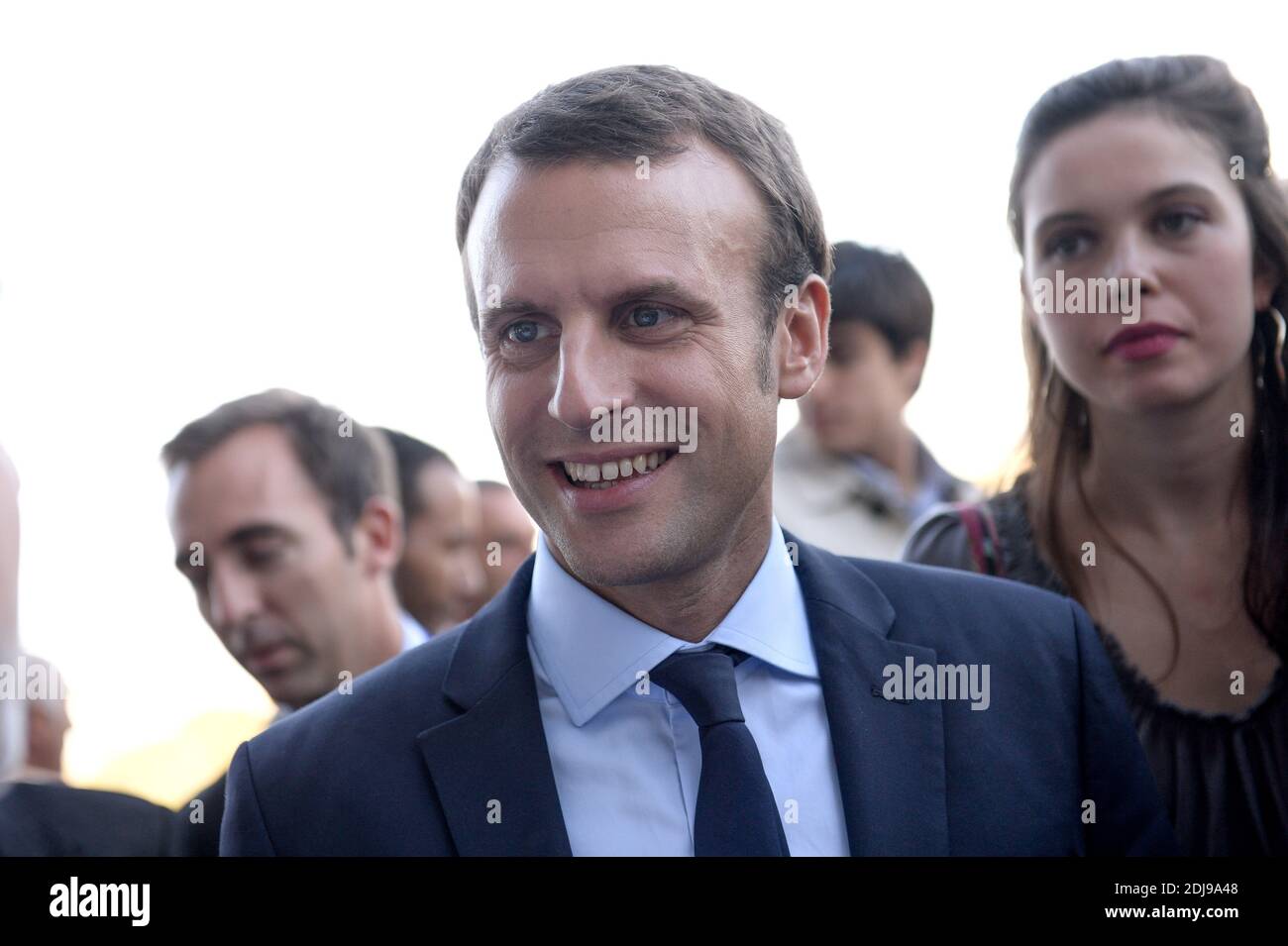 L'ancien ministre français de l'économie Emmanuel Macron assistait au Sommet européen des réformistes au Musée des Confluences à Lyon, en France, le 24 septembre 2016. Photo de Julien Reynaud/APS-Medias/ABACAPRESS.COM Banque D'Images