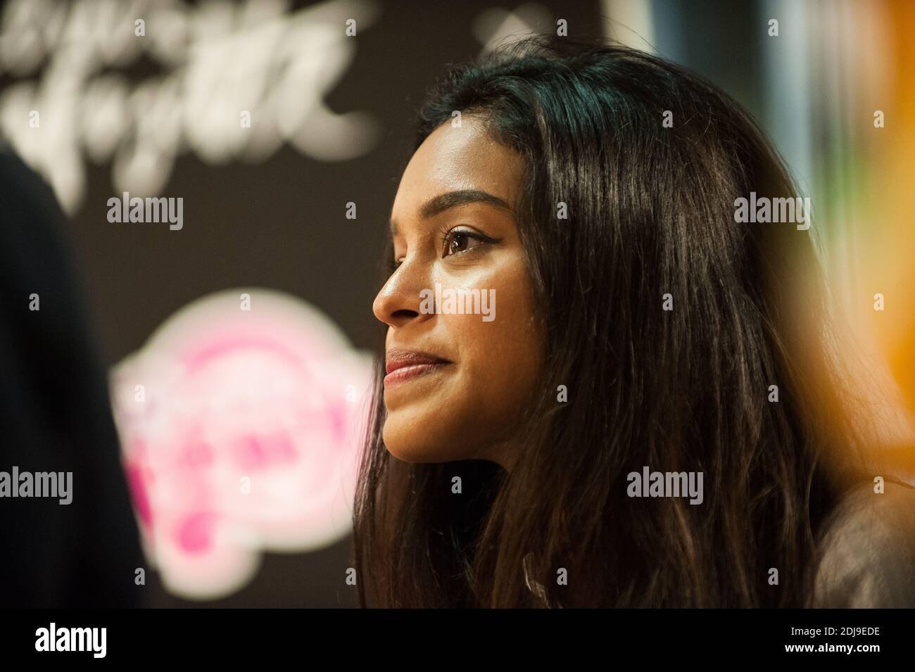 Nilusi, 16 ans du Groupe Kids United en dépendances aux Galeries Lafayette Haussmann à Paris, France le 28 septembre 2016. Photo de Bastien Guerche/ABACAPRESS.COM Banque D'Images