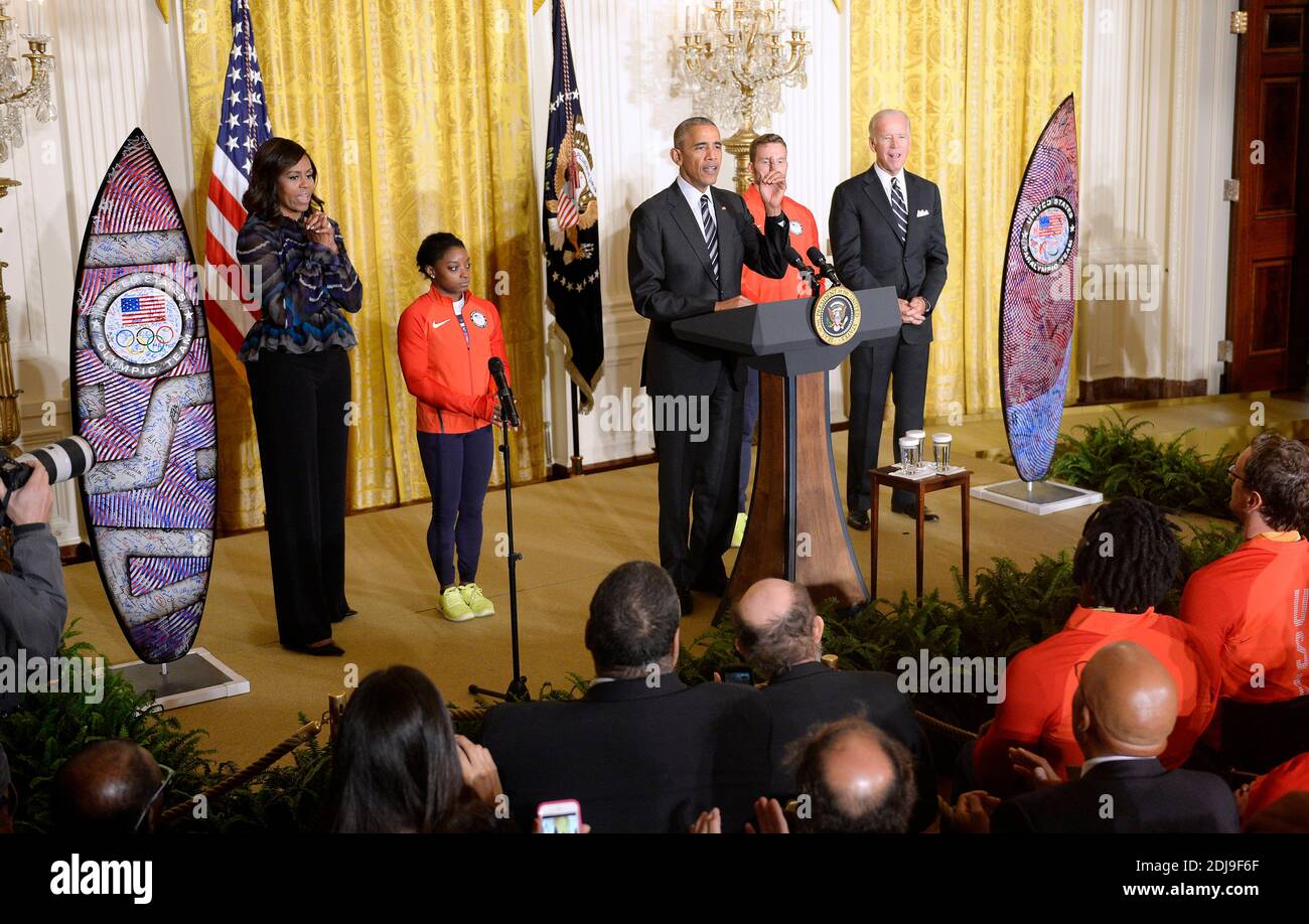 Le président Barack Obama, la première dame Michelle Obama et le vice ...