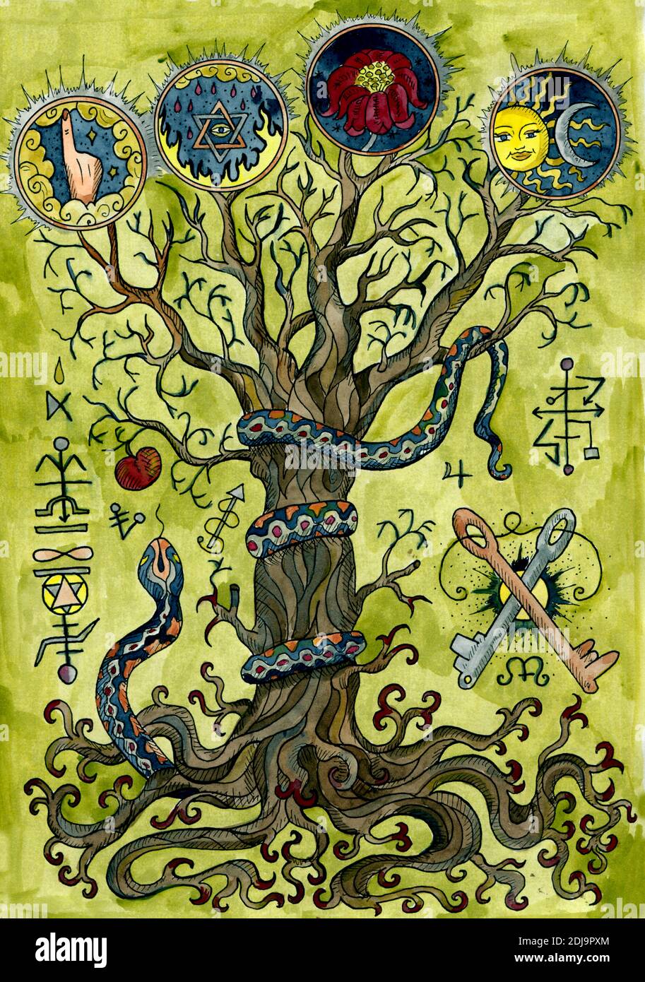 Illustration Occulte Et sot rique Color e Avec Symboles Magiques illustration-occulte-et-sot-rique-color-e-avec-symboles-magiques