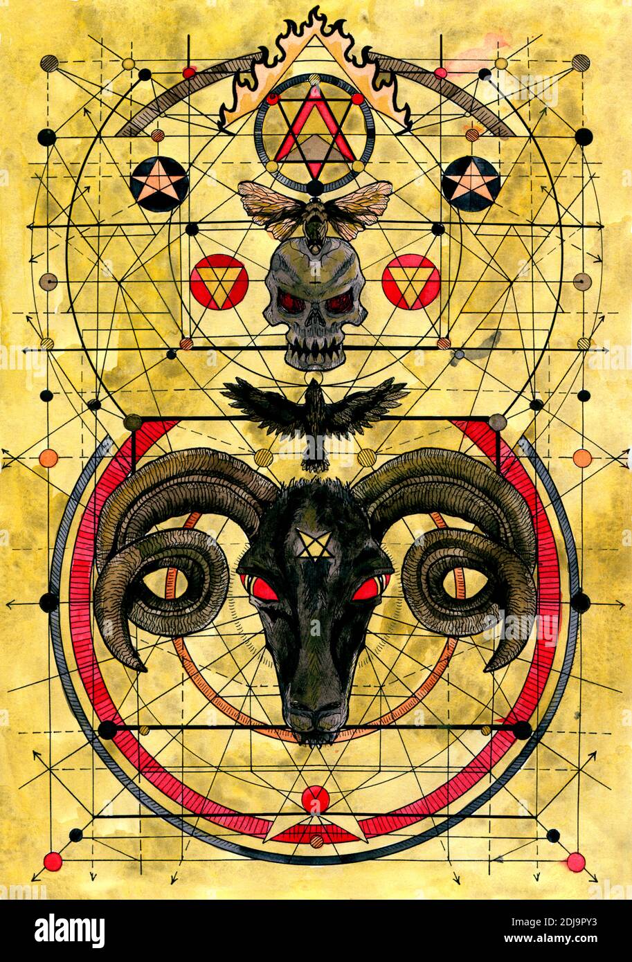 Illustration Occulte Et sot rique Color e Avec Symboles Magiques illustration-occulte-et-sot-rique-color-e-avec-symboles-magiques