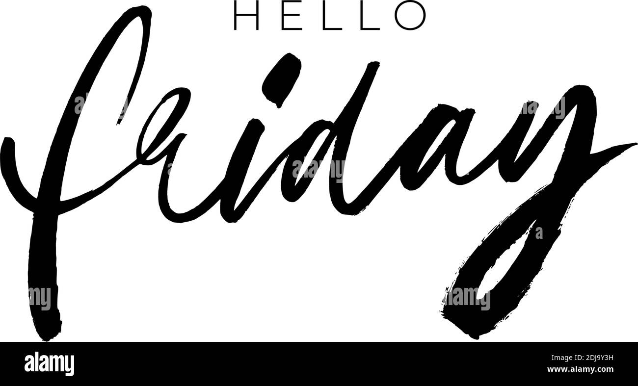 Bonjour vendredi, encre dessinés à la main, lettrage à la brosse. Illustration de Vecteur