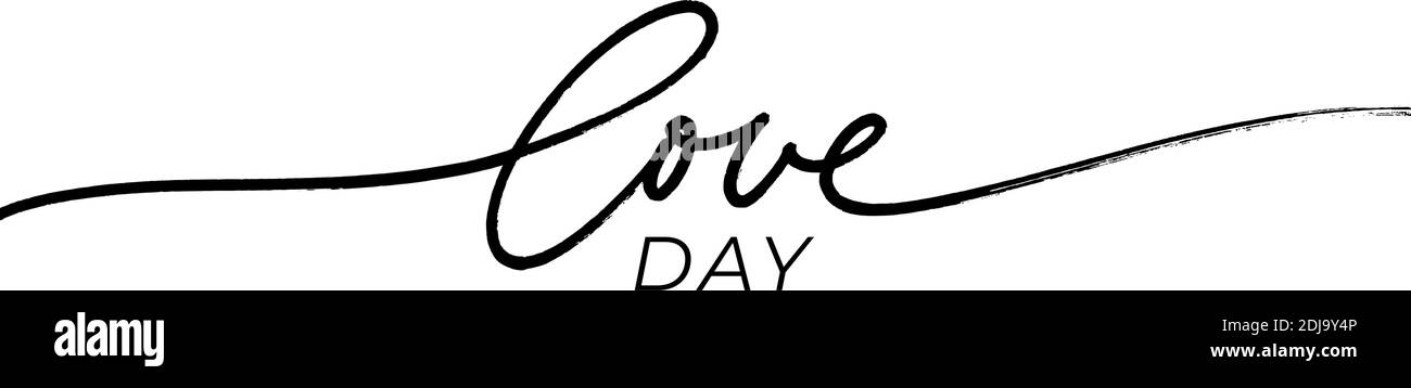 Amour de la calligraphie de la ligne de vecteur de jour avec des sfooshes. Illustration de Vecteur