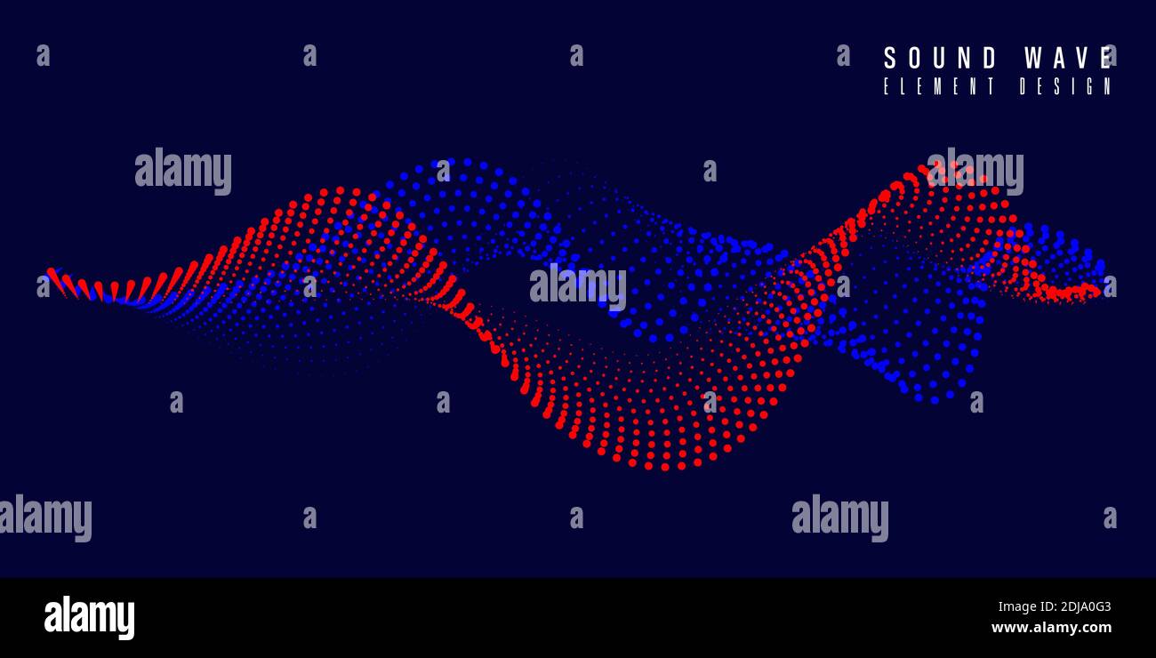 Arrière-plan vectoriel abstrait avec onde sonore, ligne et particules en spirale de points. Illustration vectorielle Illustration de Vecteur