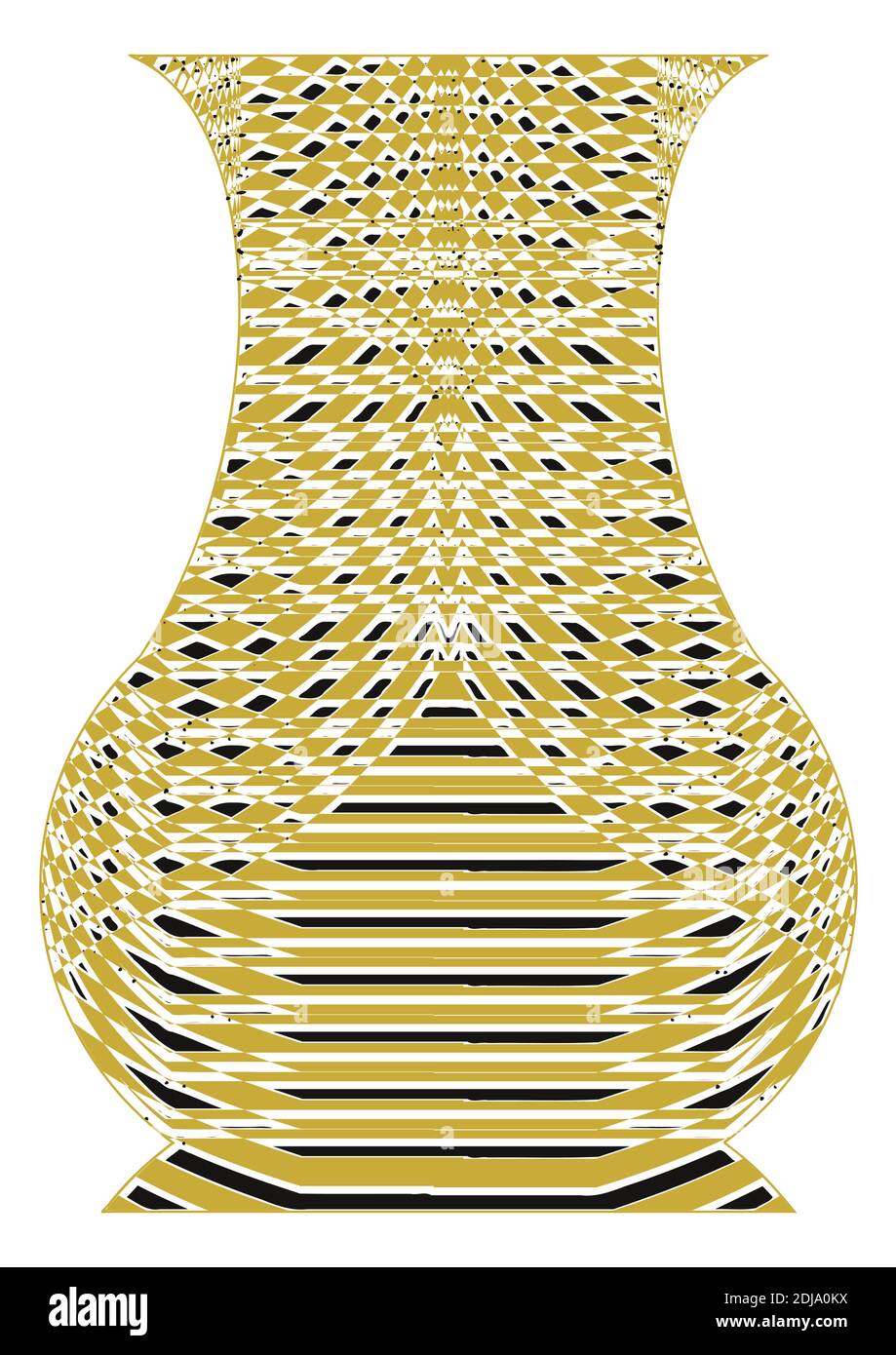 Image d'une conception abstraite, forme de poterie, vase de fleur vecteur graphique design en couleur dorée. Illustration de Vecteur