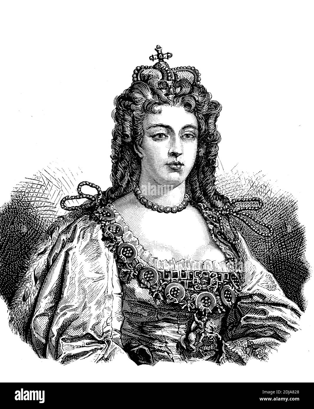 Anne Stuart, 6 février 1665 - 1 août 1714, Reine du Royaume d'Irlande de 1702 à 1714, Reine du Royaume d'Angleterre et du Royaume d'Écosse de 1702 à 1707, Et la première Reine du Royaume de Grande-Bretagne à partir du 1er mai 1707, après l'Union des deux royaumes / Anne Stuart, 6. Février 1665 - 1. 1714 août, von 1702 bis 1714 Königin des Königreiches Irland, von 1702 bis 1707 Königin sowohl des Königreiches England als auch des Königreiches Schottland und ab dem 1. Mai 1707, nach der Vereinigung beider Königreiche, die erste Königin des Königreiches Großbritannien Banque D'Images