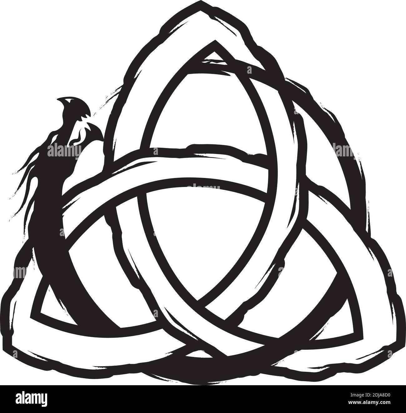 Triquetra et Ouroboros symbole noir sur blanc Illustration de Vecteur