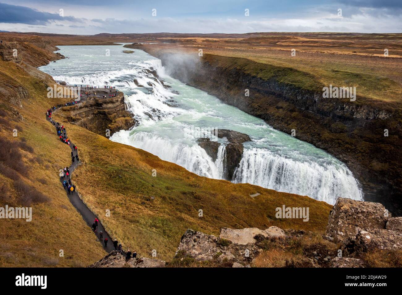Chute d'eau de Gullfoss partie de la visite du cercle d'or en Islande Banque D'Images