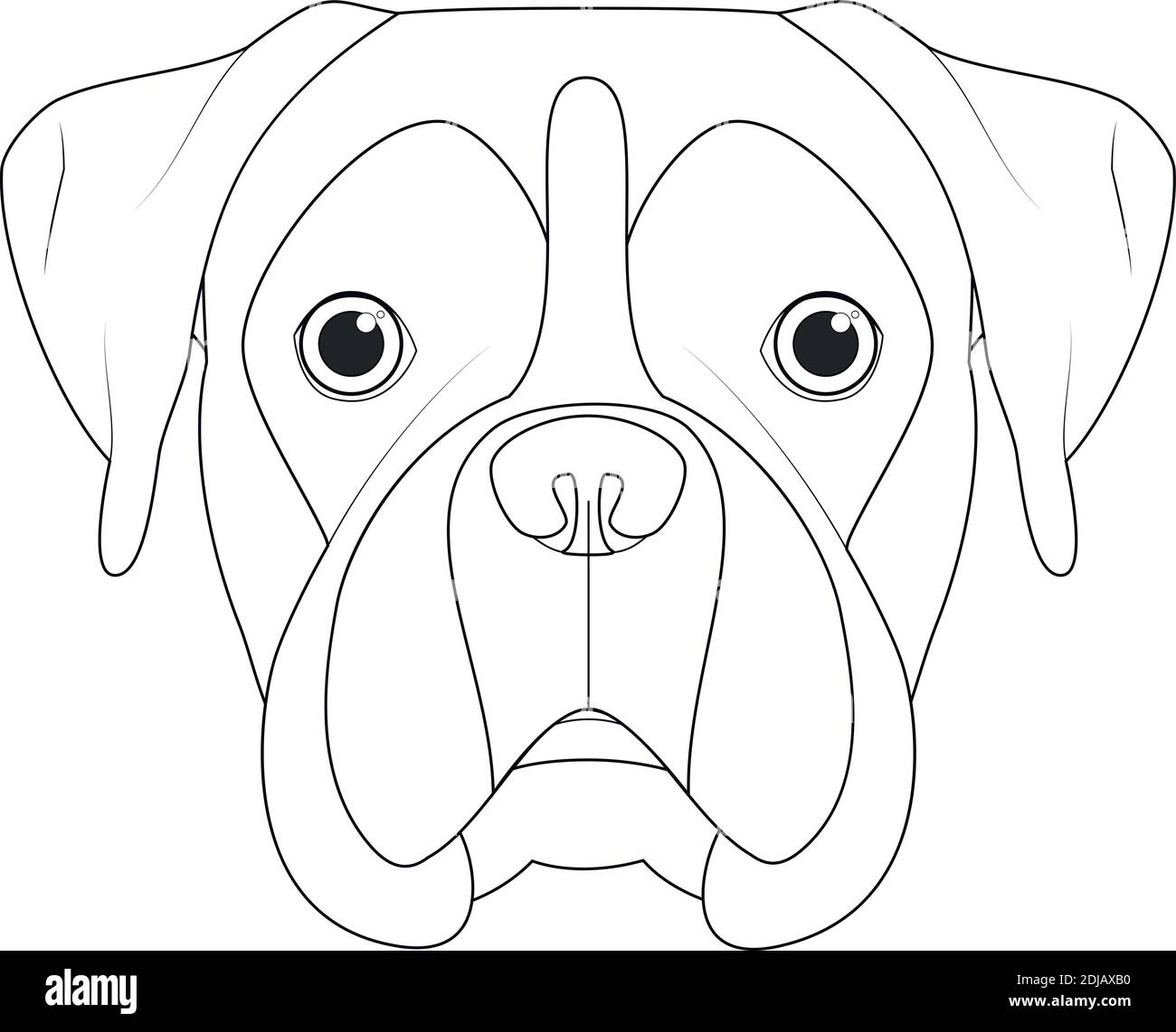 Illustration vectorielle de dessin animé à colorier pour chien boxer. Isolé sur fond blanc Illustration de Vecteur