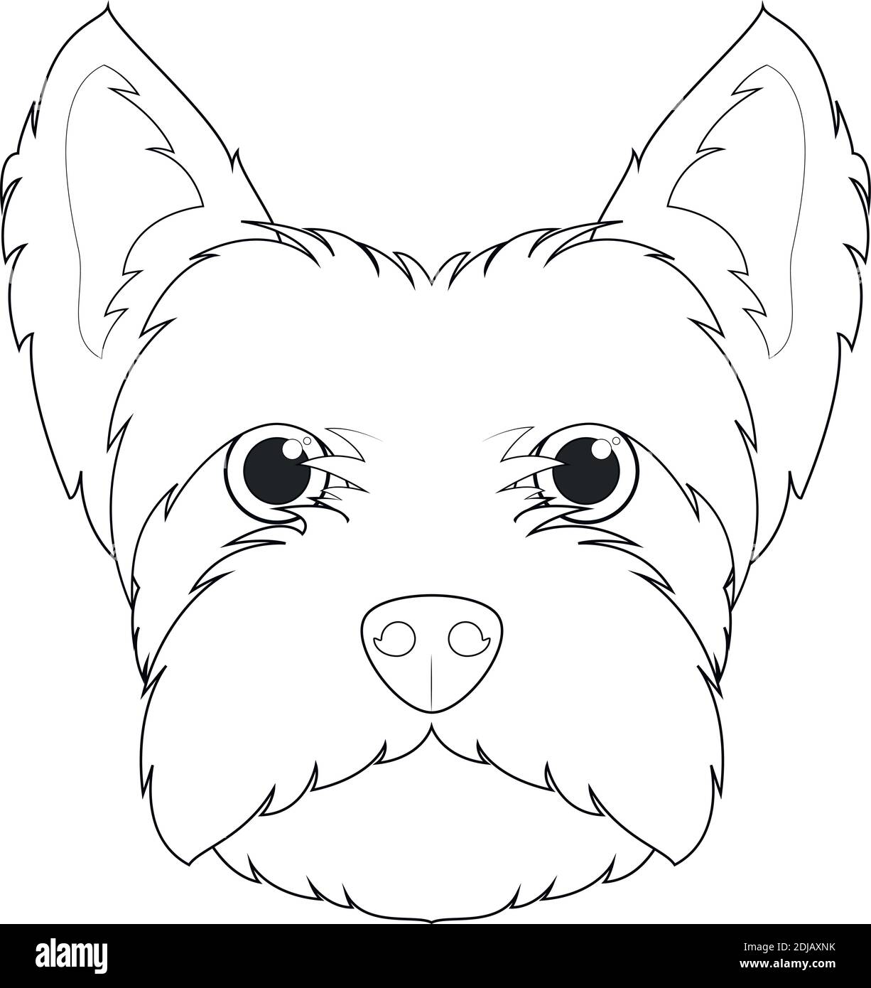 West Highland White Terrier chien facile à colorier dessin animé illustration vectorielle. Isolé sur fond blanc Illustration de Vecteur